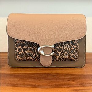 Coach Tan and Leopard Print Shoulder Bag